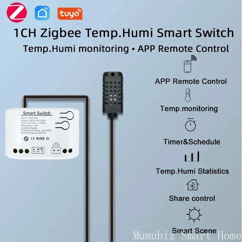 Zigbee Smart Switch with Temperature & Humidity Sensor Control - Image 2