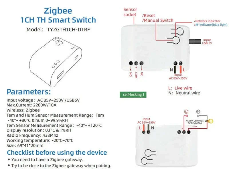 Zigbee Smart Switch with Temperature & Humidity Sensor Control - Image 8
