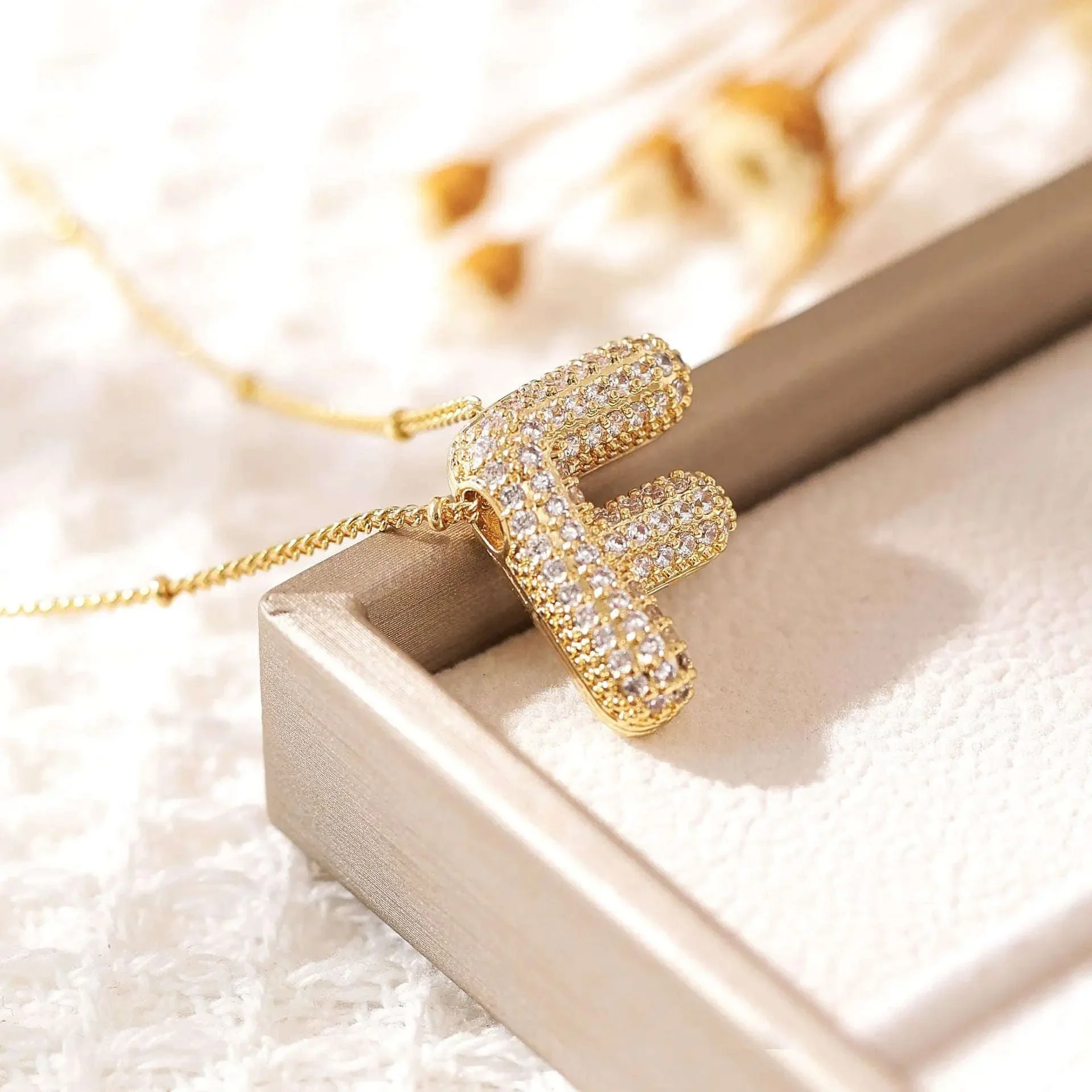 Zircon Letter Pendant Necklace with Adjustable 40 cm Chain - Image 15