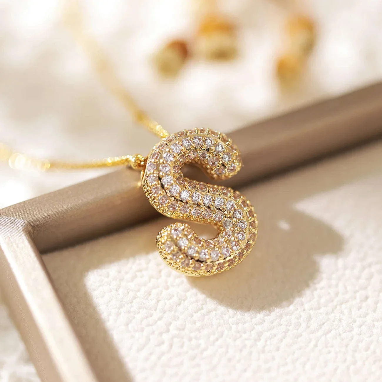 Zircon Letter Pendant Necklace with Adjustable 40 cm Chain - Image 32