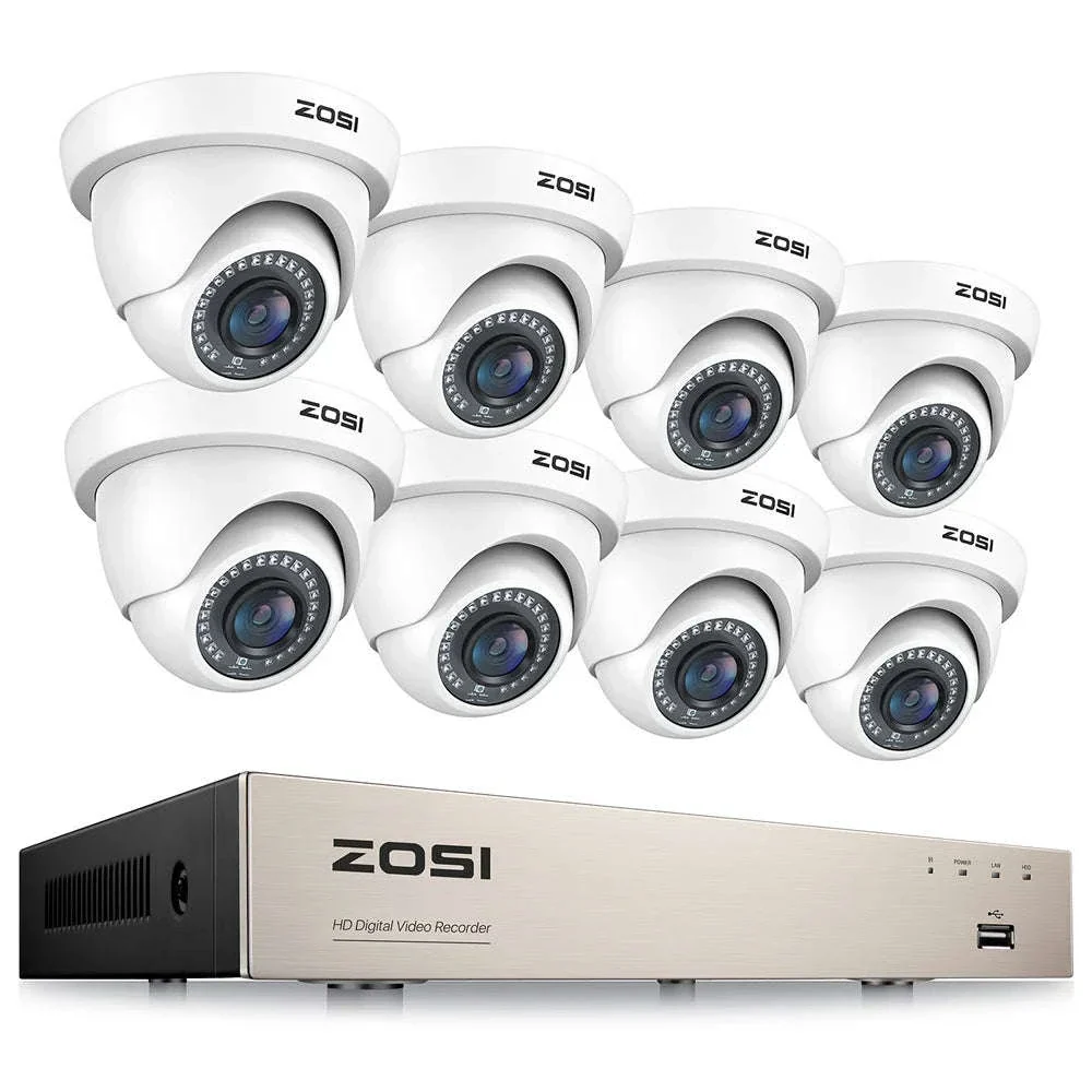 ZOSI 8CH 1080P Wired Security Camera System with 8 Weatherproof Cams