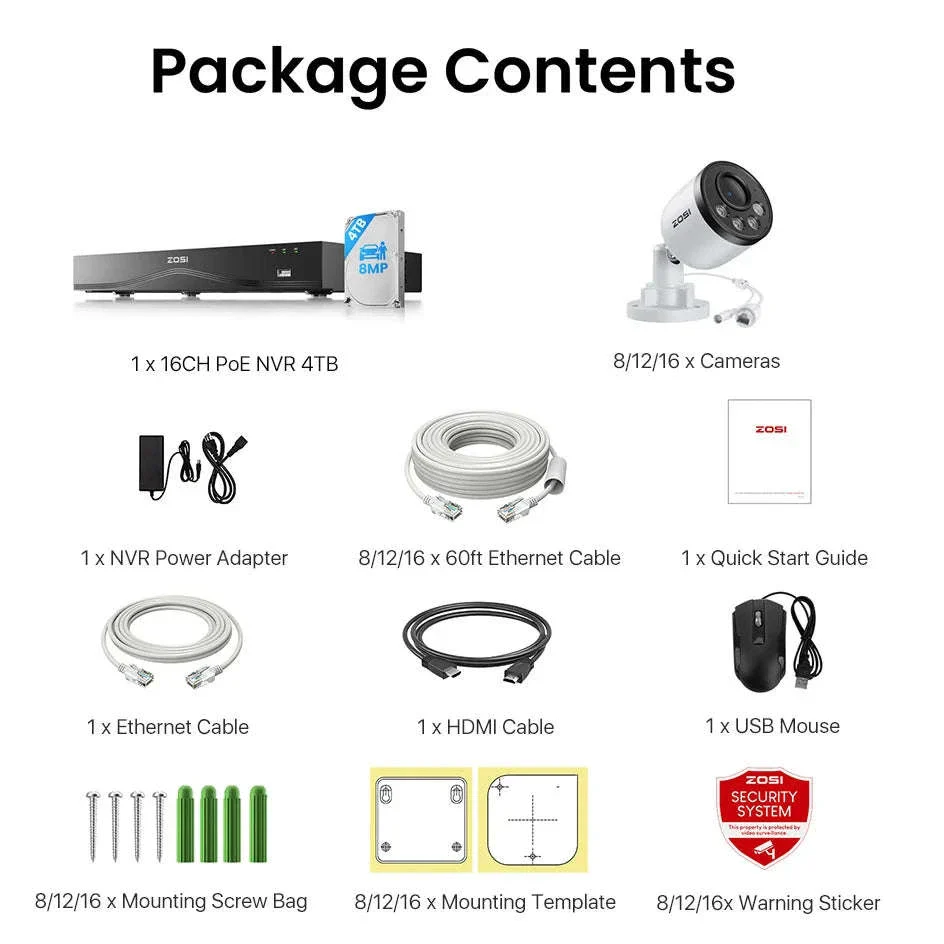 ZOSI 16CH 4K PoE CCTV System with 4TB HDD and 8MP Cameras - Image 27