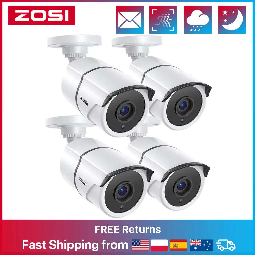 ZOSI 4 Pack 1080P HD-TVI Security Cameras with Audio Recording - Image 2