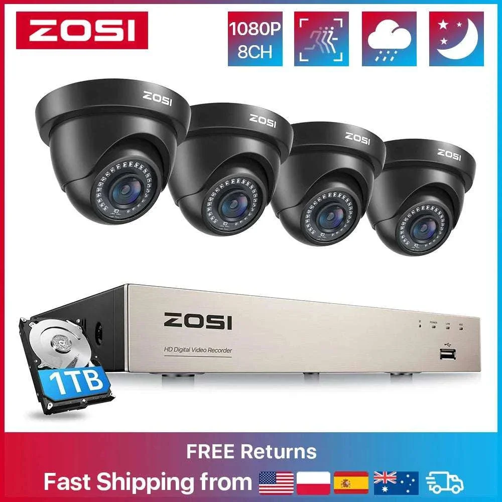 1080P Wired Security Camera System with 4 Cameras & 8CH DVR