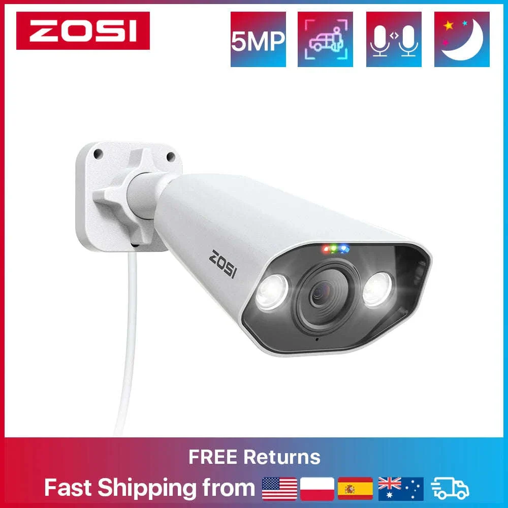 ZOSI 8MP PoE Outdoor Security Camera with Two-Way Audio