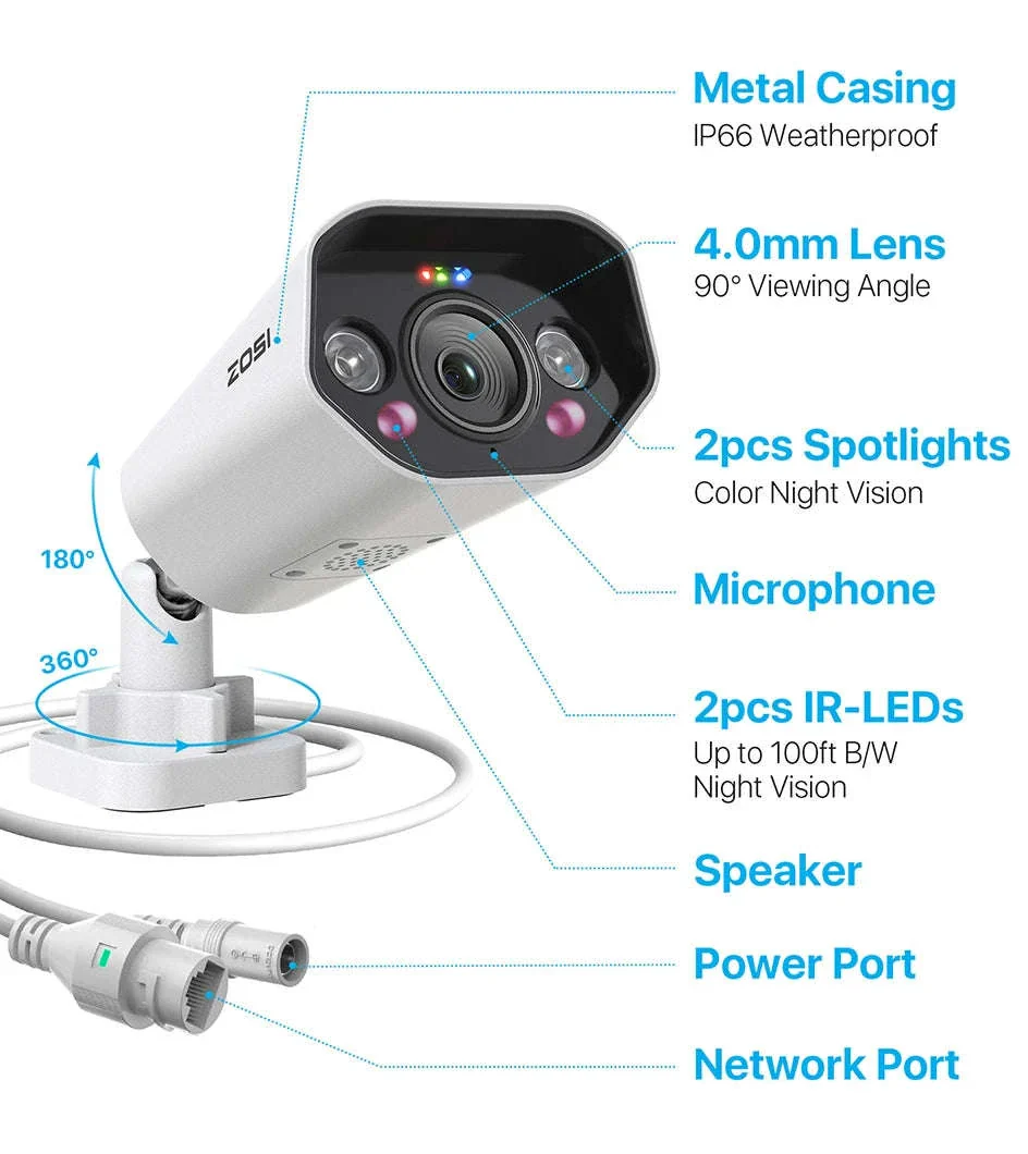 ZOSI 8MP PoE Outdoor Security Camera with Two-Way Audio - Image 20