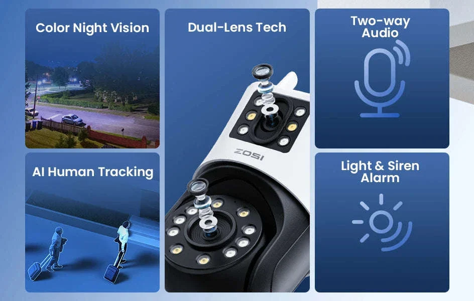 ZOSI 8MP Dual-Lens WiFi PTZ Outdoor Security Camera - Image 11