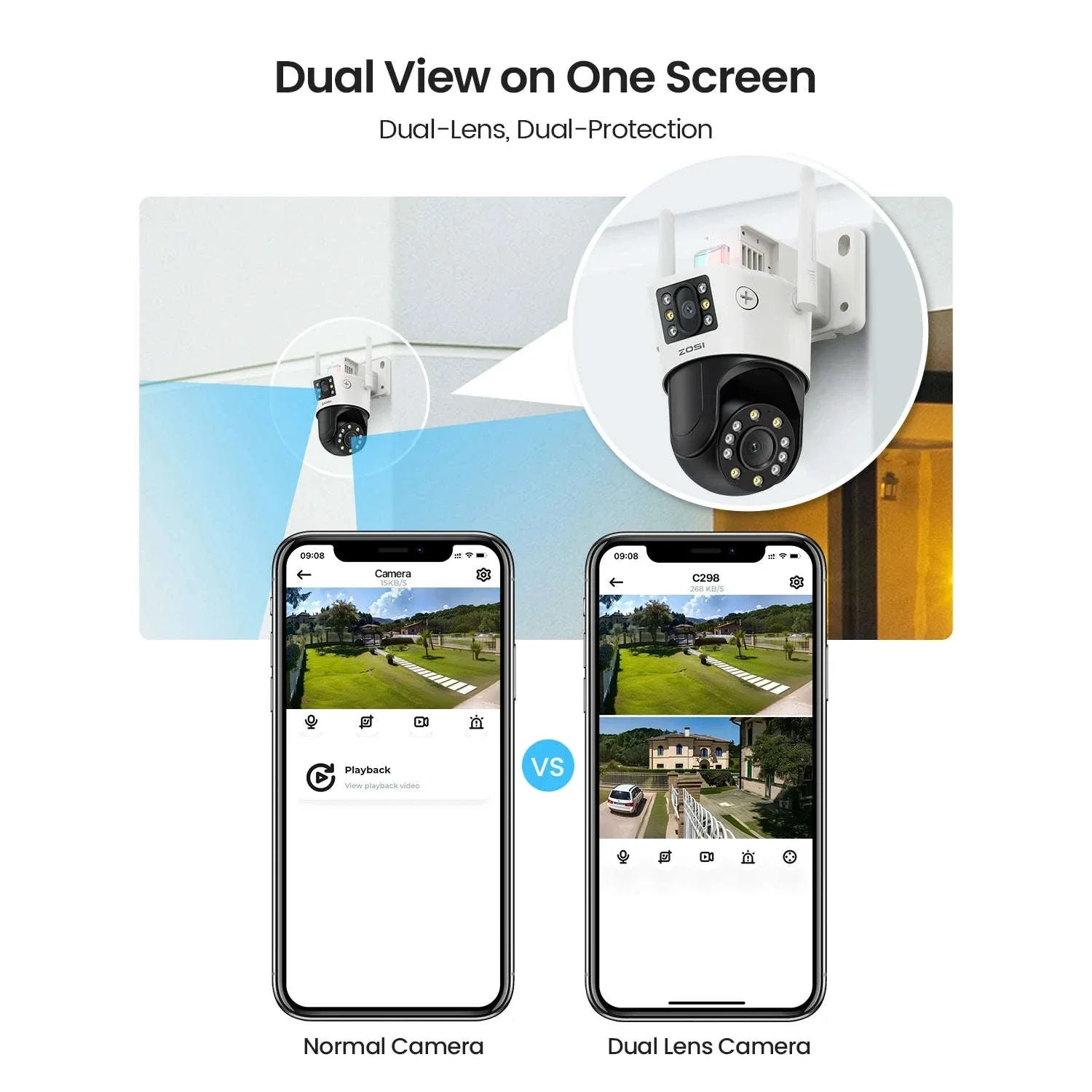 ZOSI 8MP Dual-Lens WiFi PTZ Outdoor Security Camera - Image 2
