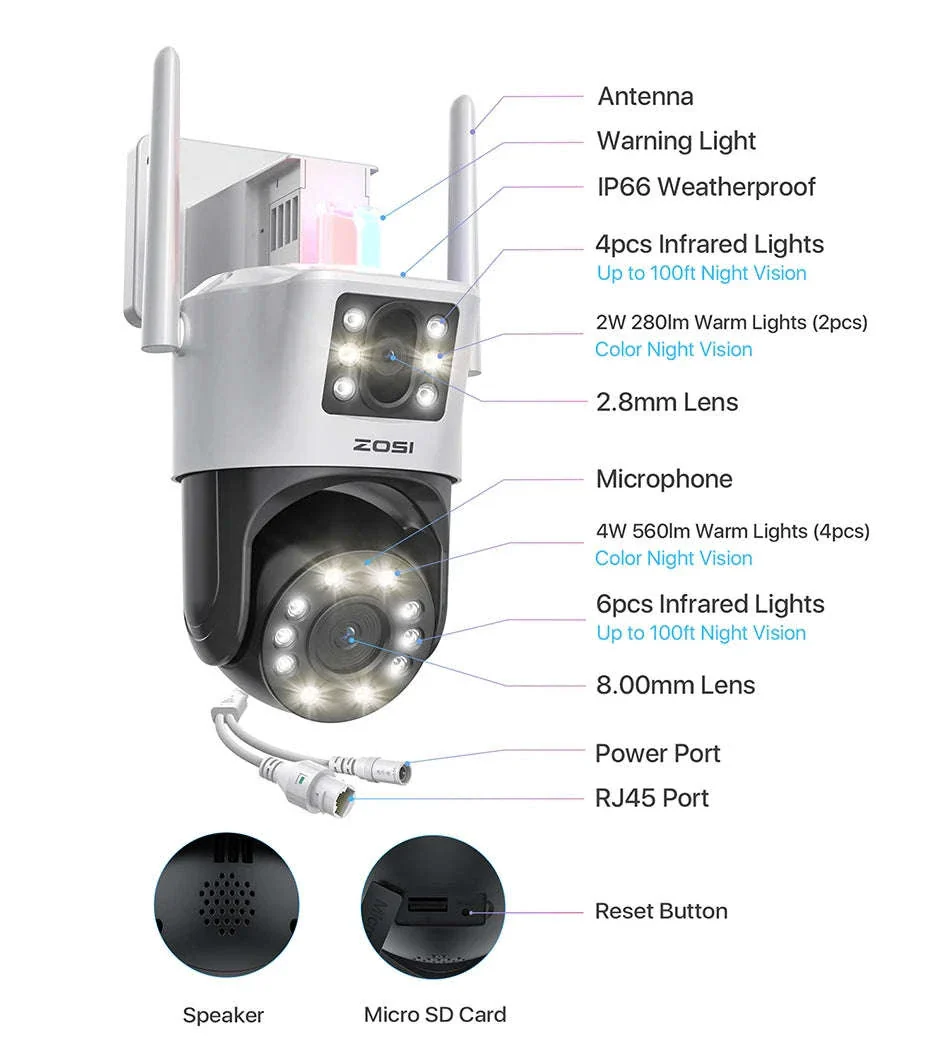 ZOSI 8MP Dual-Lens WiFi PTZ Outdoor Security Camera - Image 36